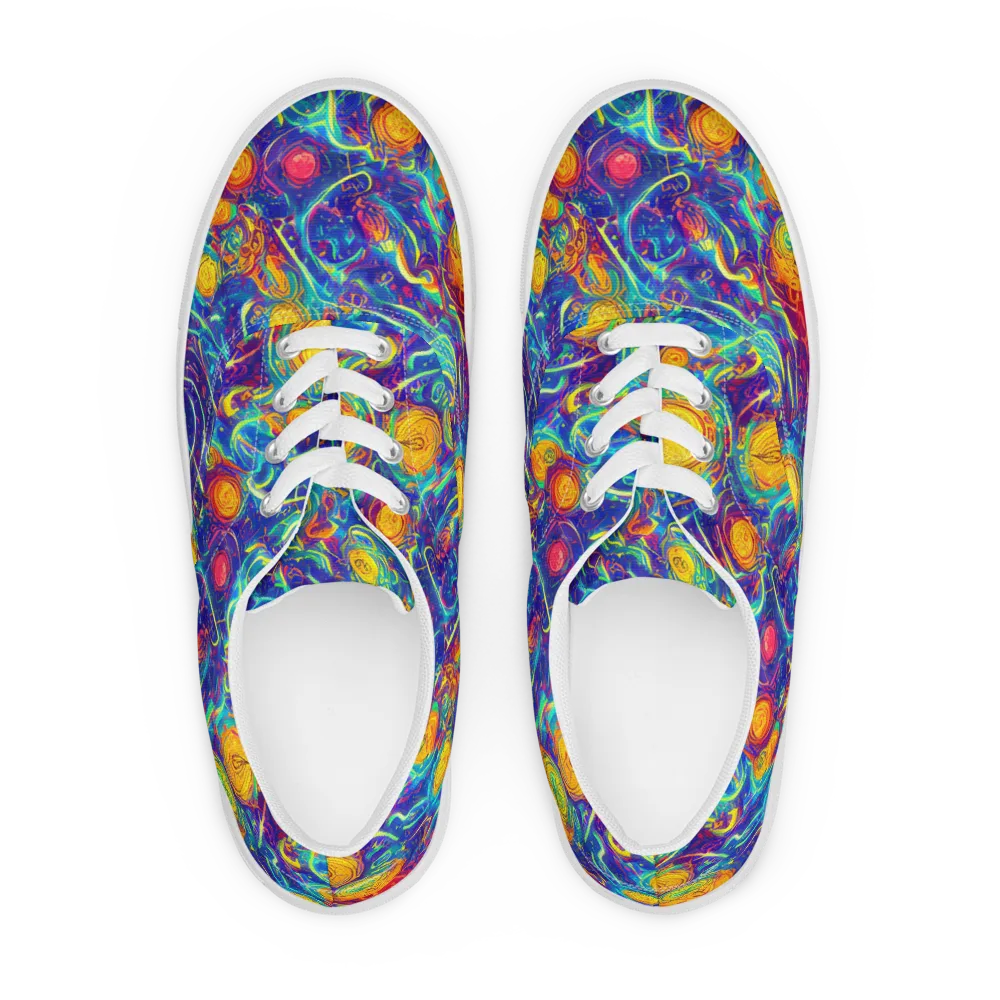 Cosmic Marigold on Men's Lace-Up Canvas Shoes — Front