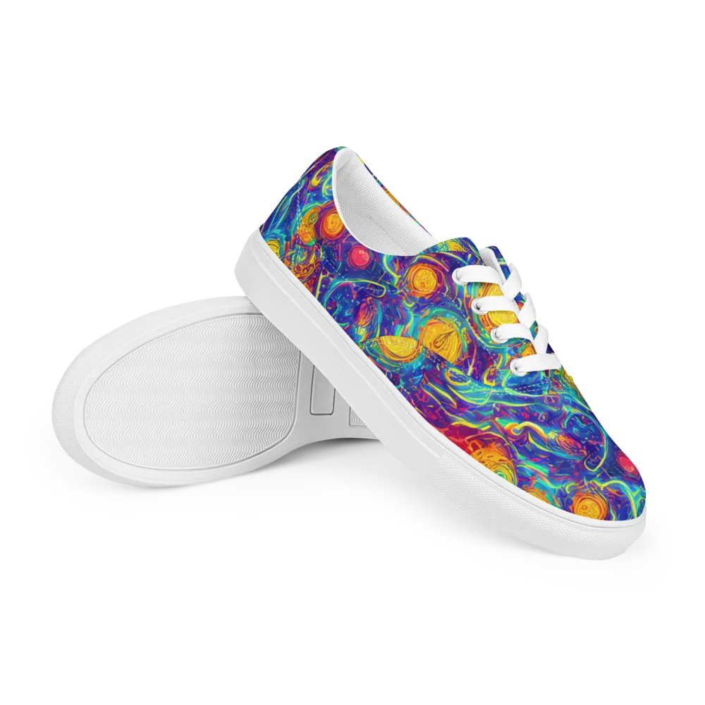 Cosmic Marigold on Men's Lace-Up Canvas Shoes — Right Front