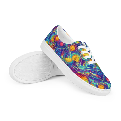 Cosmic Marigold on a Men's Lace-Up Canvas Shoes