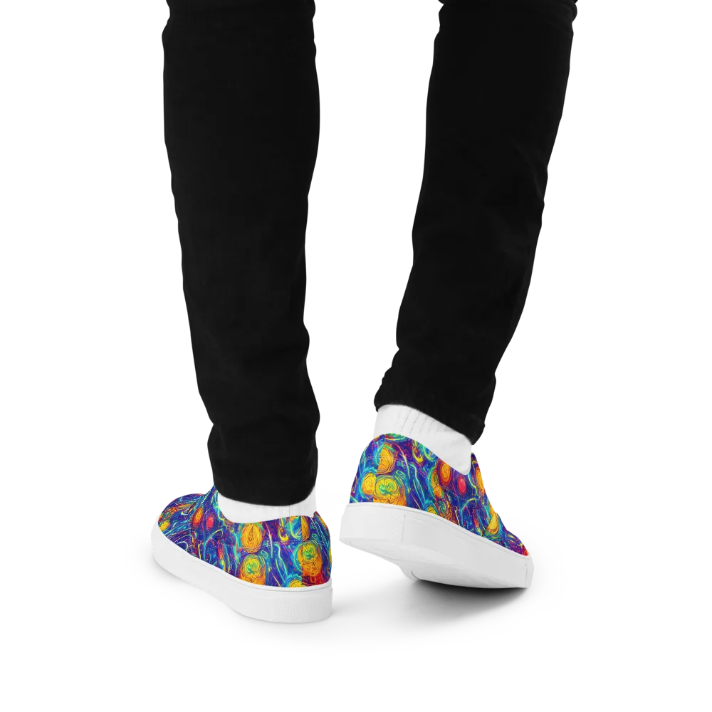 Cosmic Marigold on Men's Lace-Up Canvas Shoes — Back