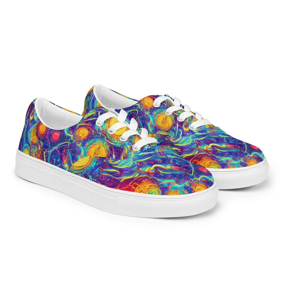Cosmic Marigold on Men's Lace-Up Canvas Shoes — Right Front