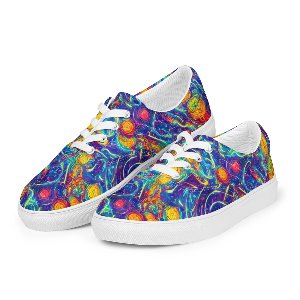 Cosmic Marigold on Men's Lace-Up Canvas Shoes — Left Front