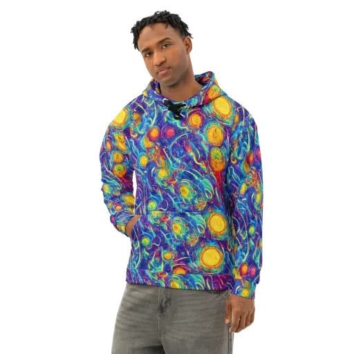 Cosmic Marigold on a Cotton Hoodie