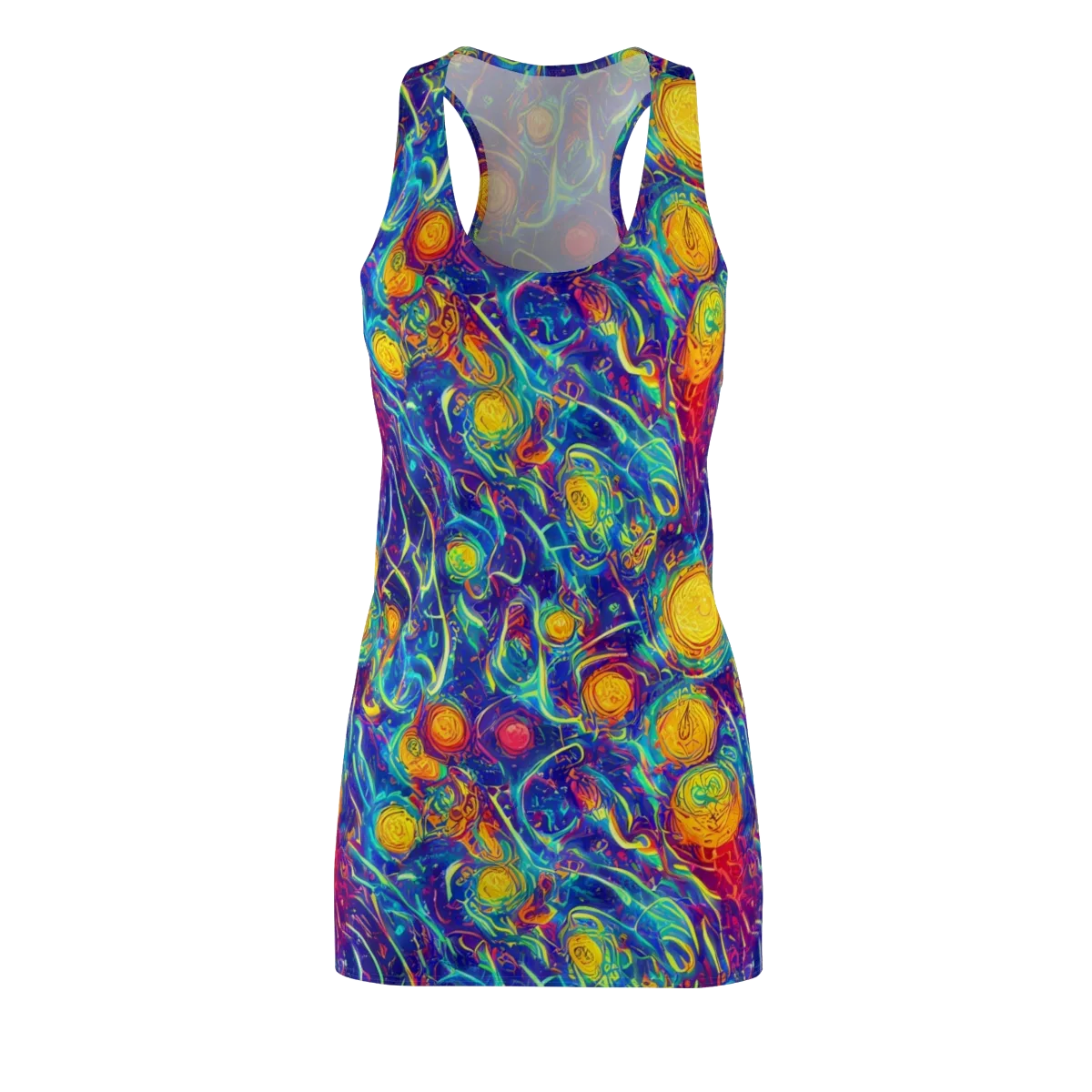 Cosmic Marigold on Racerback Dress — Front