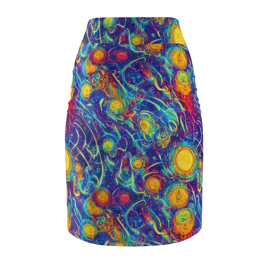 Cosmic Marigold on Pencil Skirt — Back