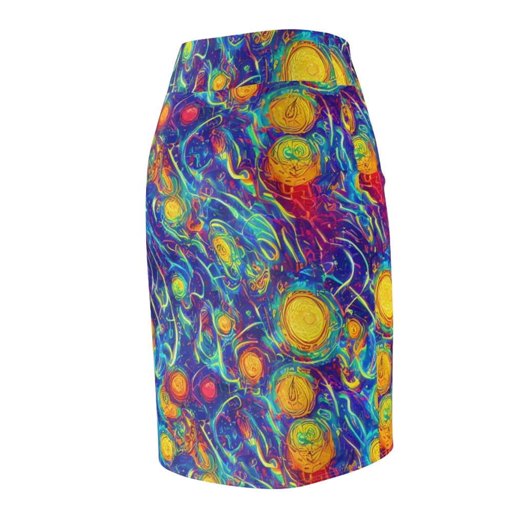 Cosmic Marigold on Pencil Skirt — Back Side