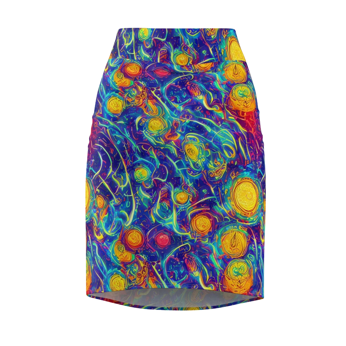 Cosmic Marigold on Pencil Skirt — Front