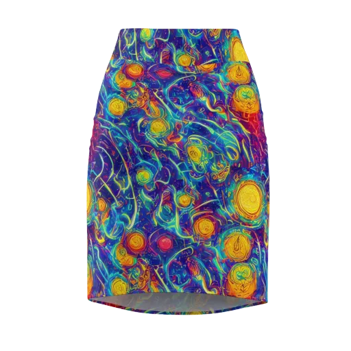 Cosmic Marigold on a Pencil Skirt