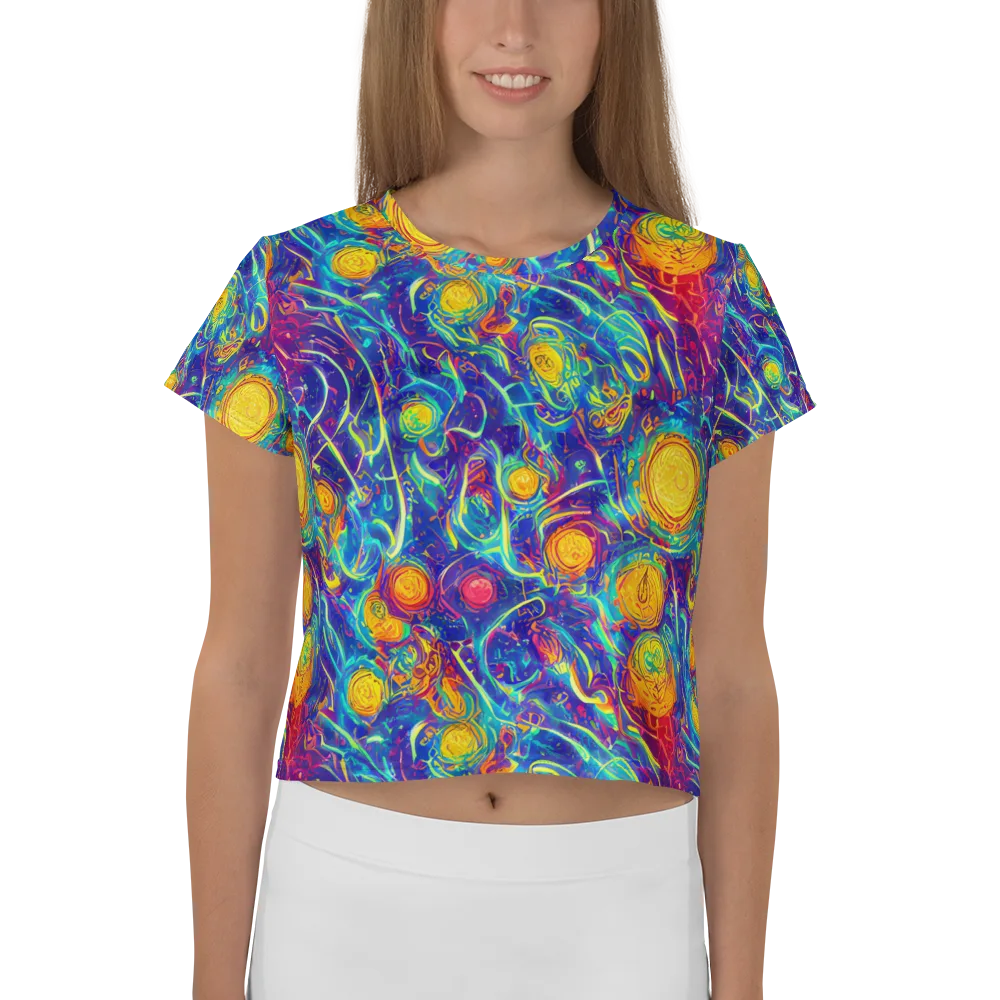 Cosmic Marigold on Crop Tee — Front