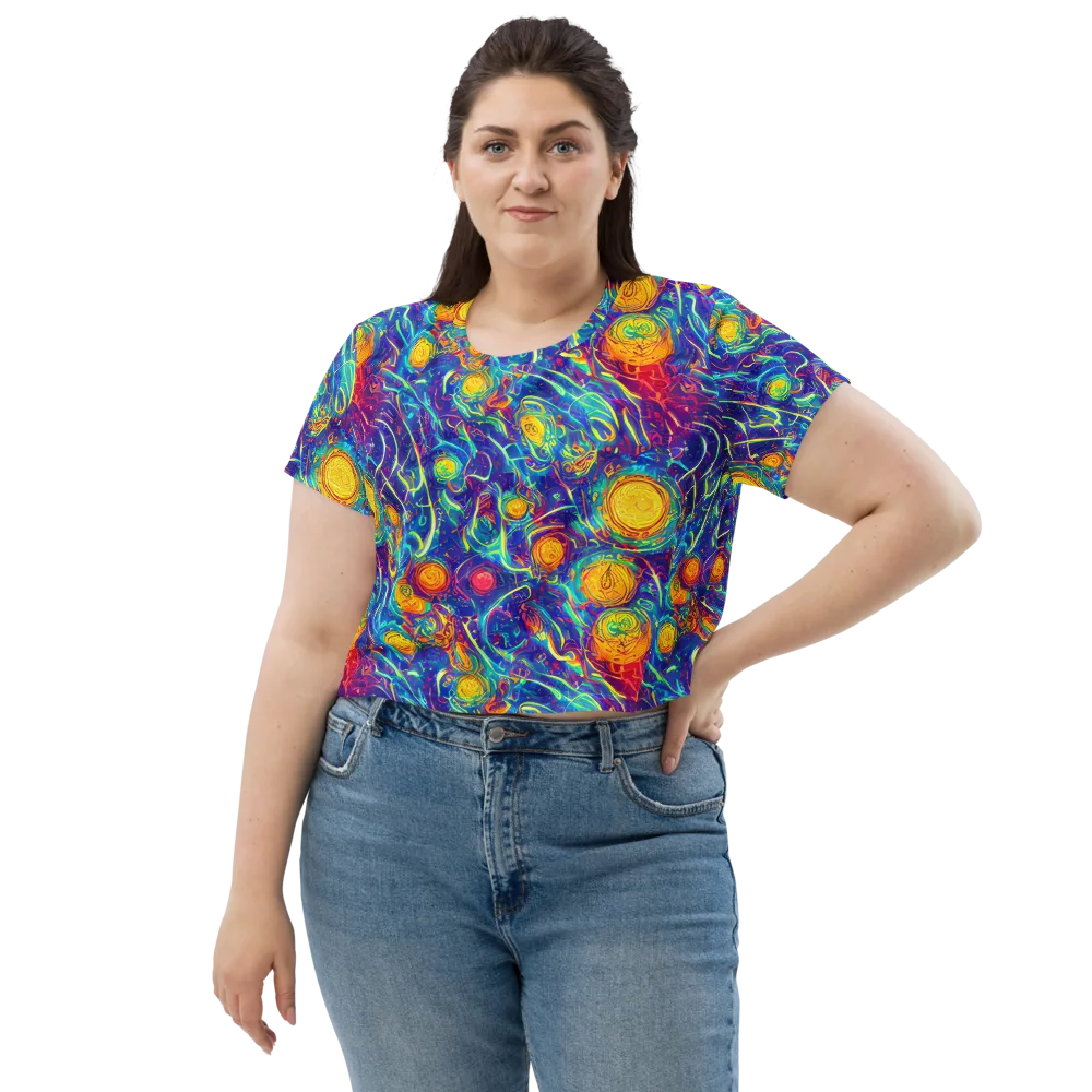 Cosmic Marigold on Crop Tee — Front