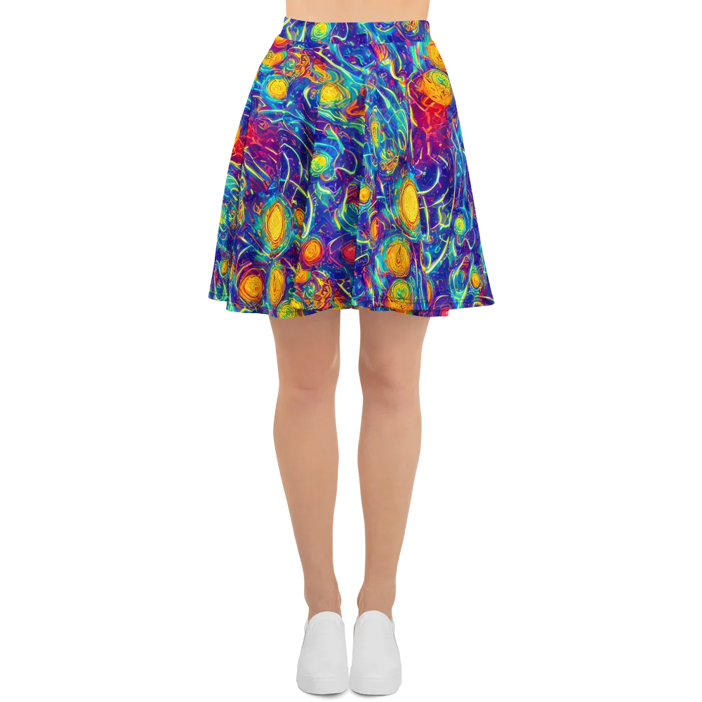 Cosmic Marigold on Skater Skirt — Front