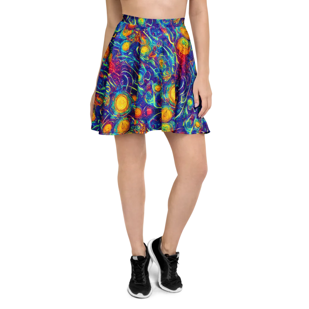 Cosmic Marigold on Skater Skirt — Front