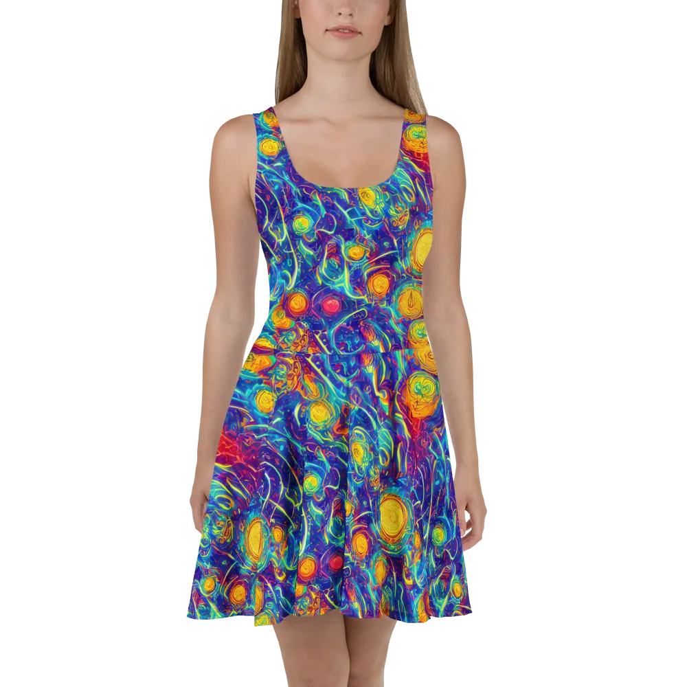 Cosmic Marigold on Skater Dress — Front