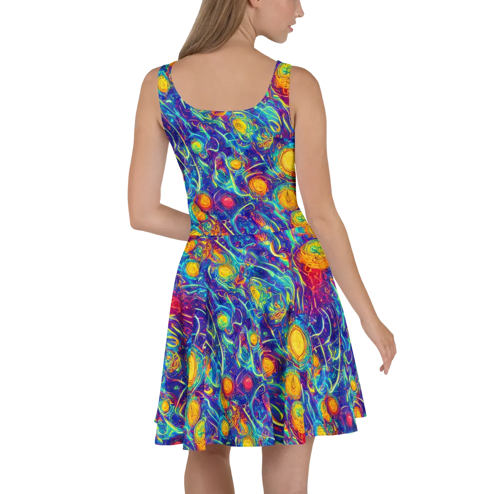 Cosmic Marigold on Skater Dress — Back