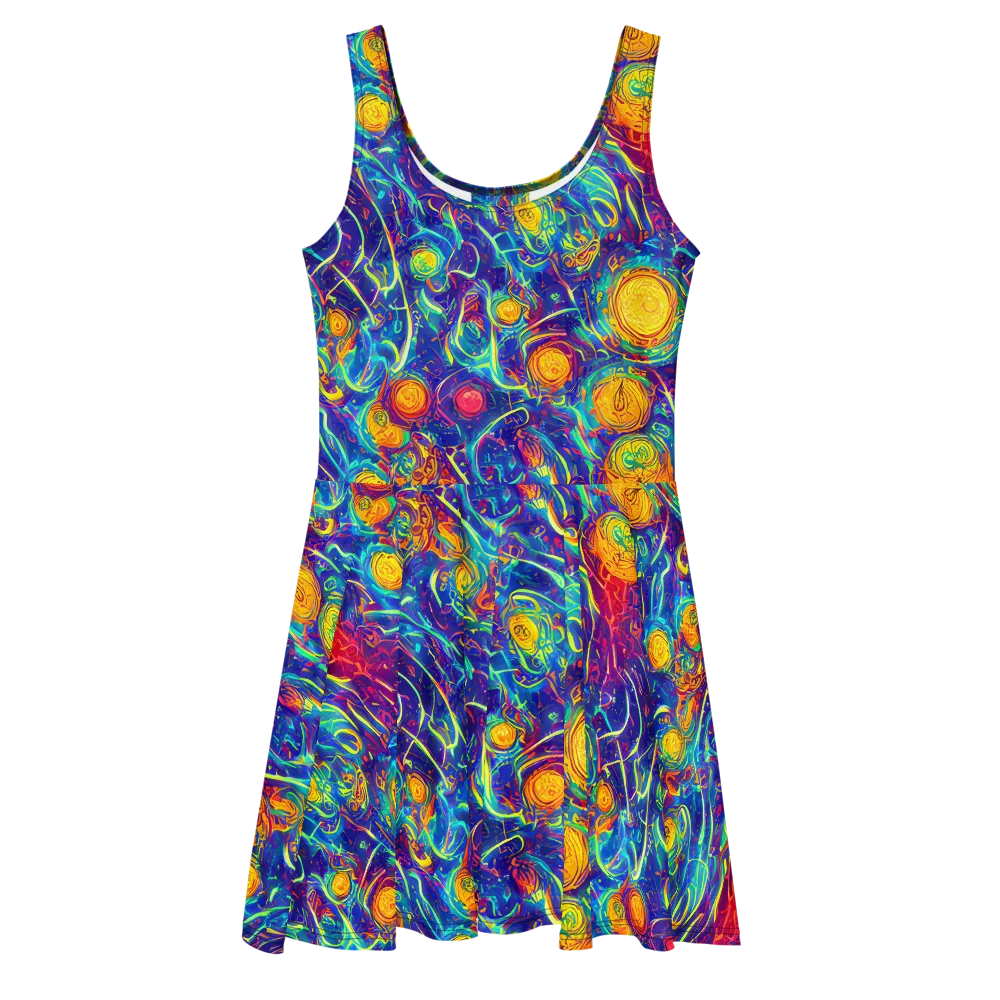 Cosmic Marigold on Skater Dress — Front