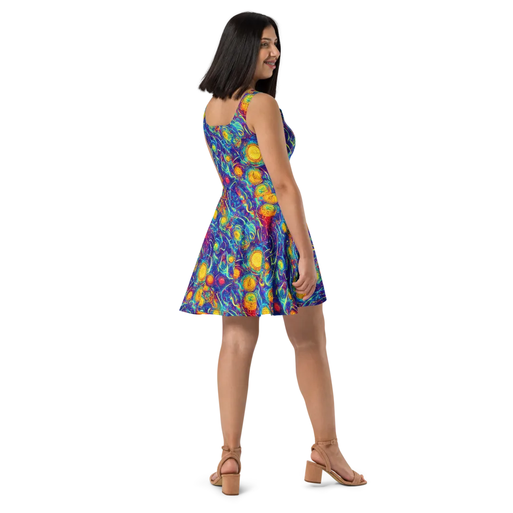 Cosmic Marigold on Skater Dress — Right