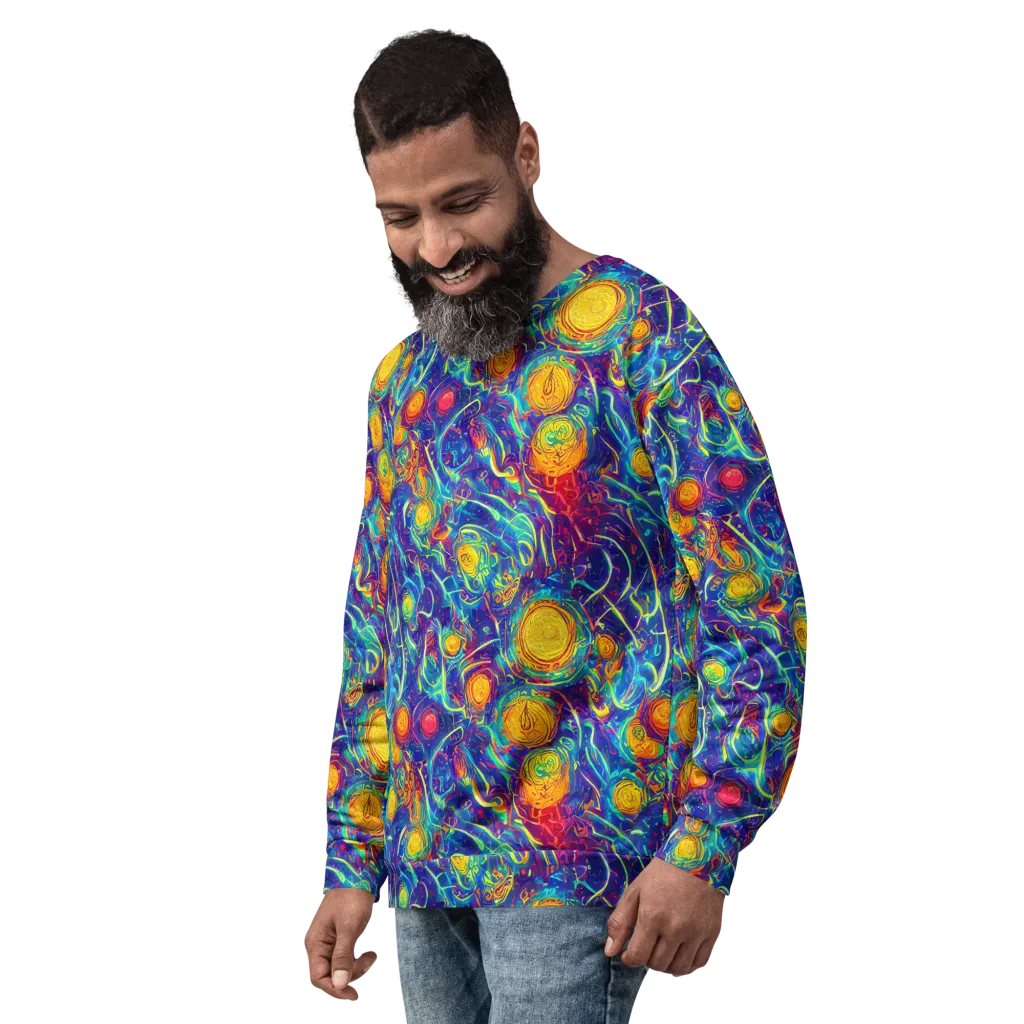 Cosmic Marigold on Sweatshirt — Left Front