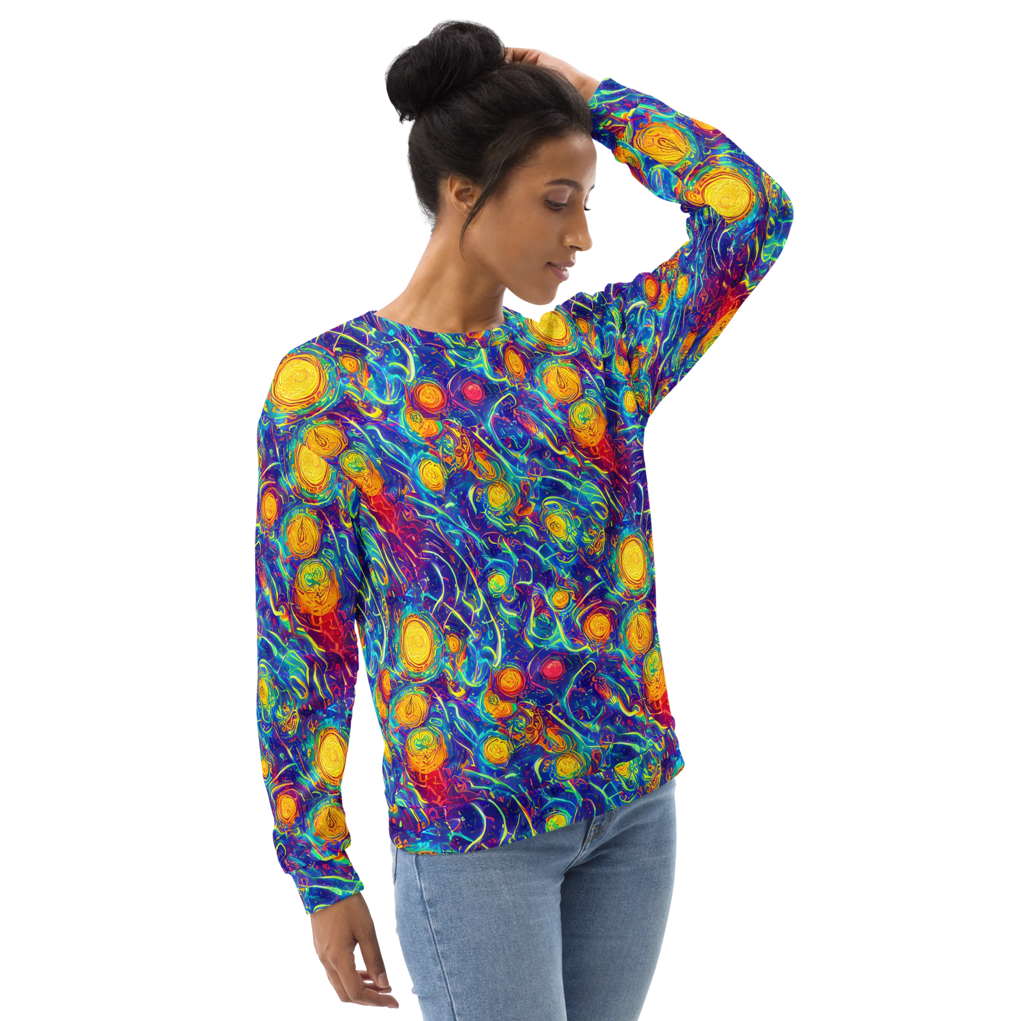Cosmic Marigold on Sweatshirt — Right Front