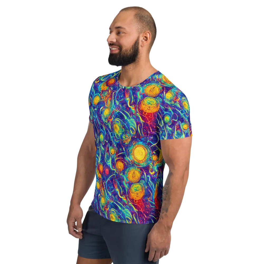 Cosmic Marigold on Men's Athletic T-Shirt — Left