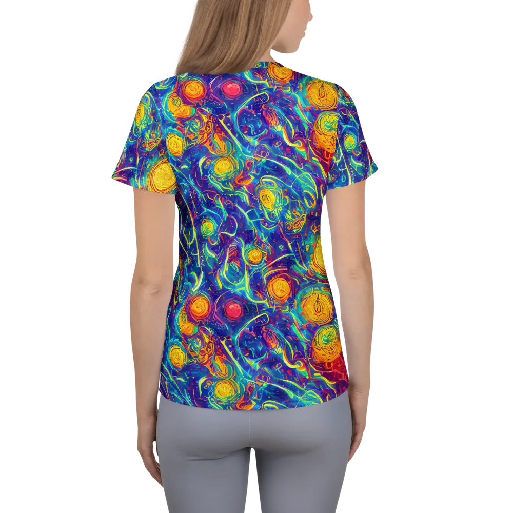 Cosmic Marigold on Women's Athletic T-Shirt — Back