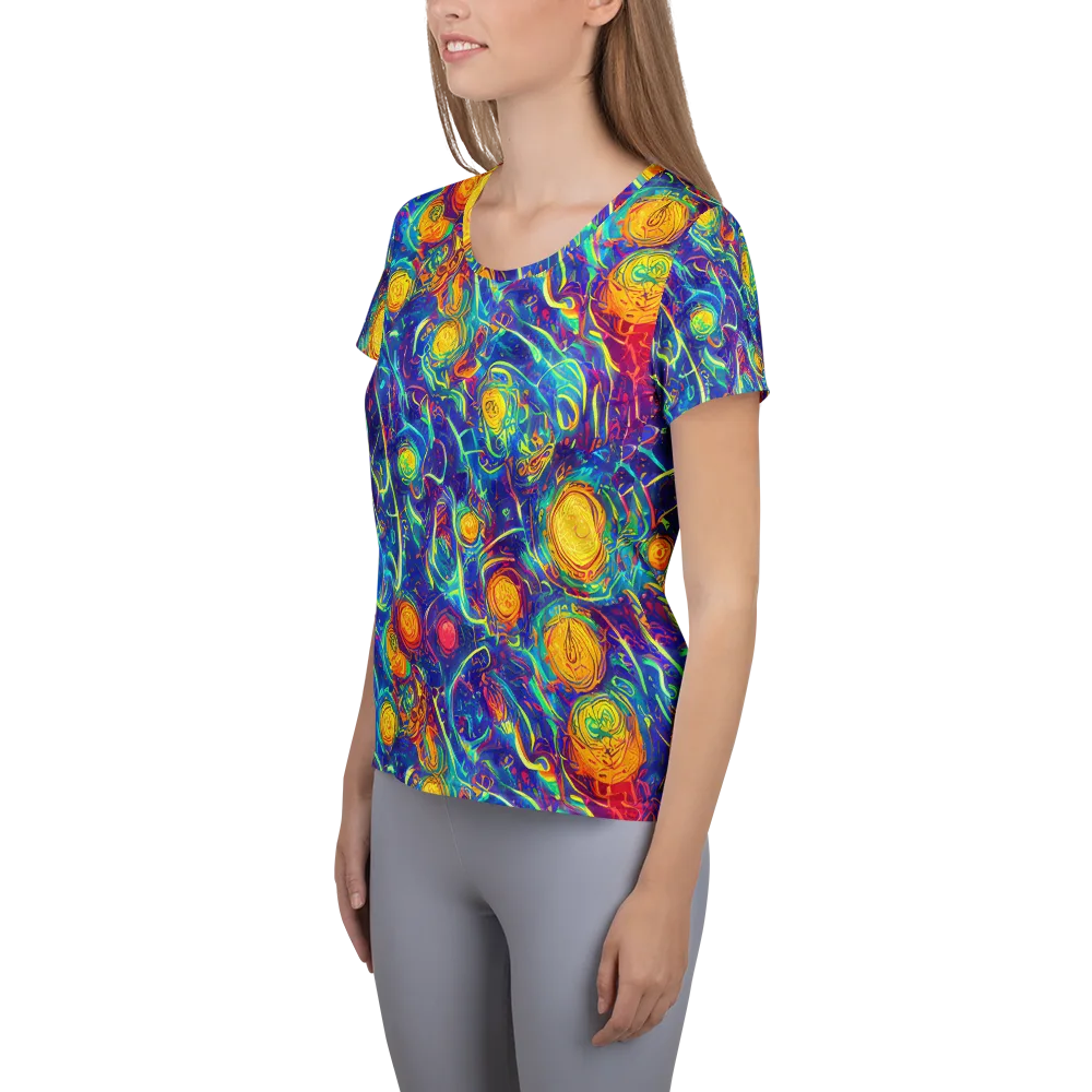 Cosmic Marigold on Women's Athletic T-Shirt — Left