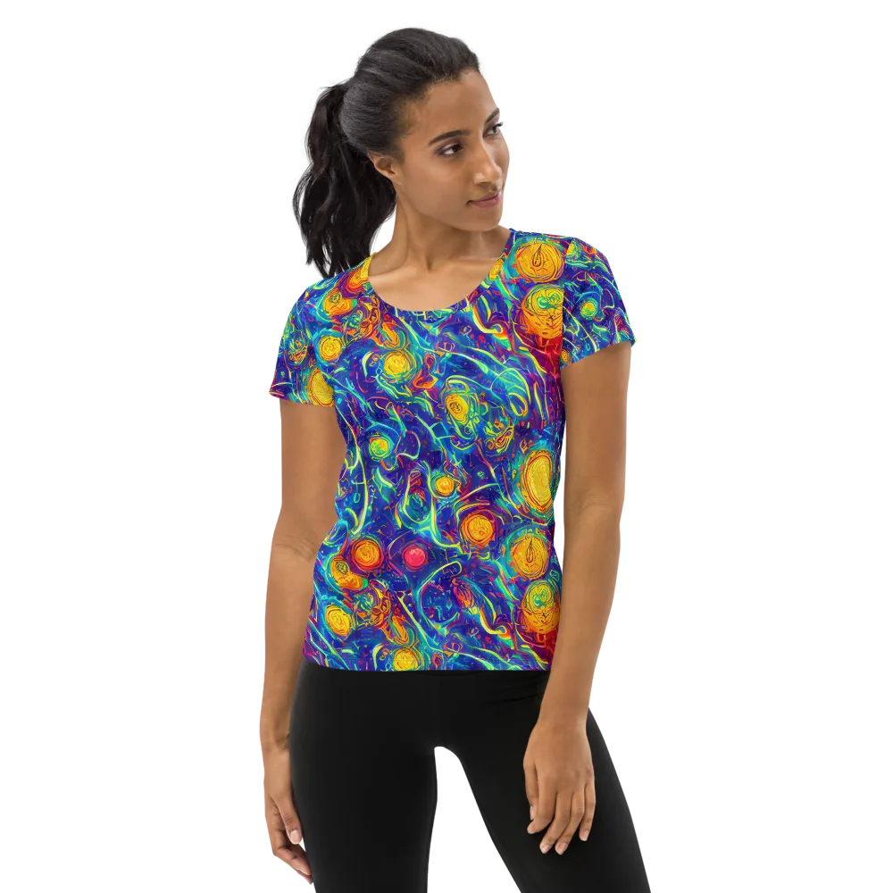 Cosmic Marigold on Women's Athletic T-Shirt — Front