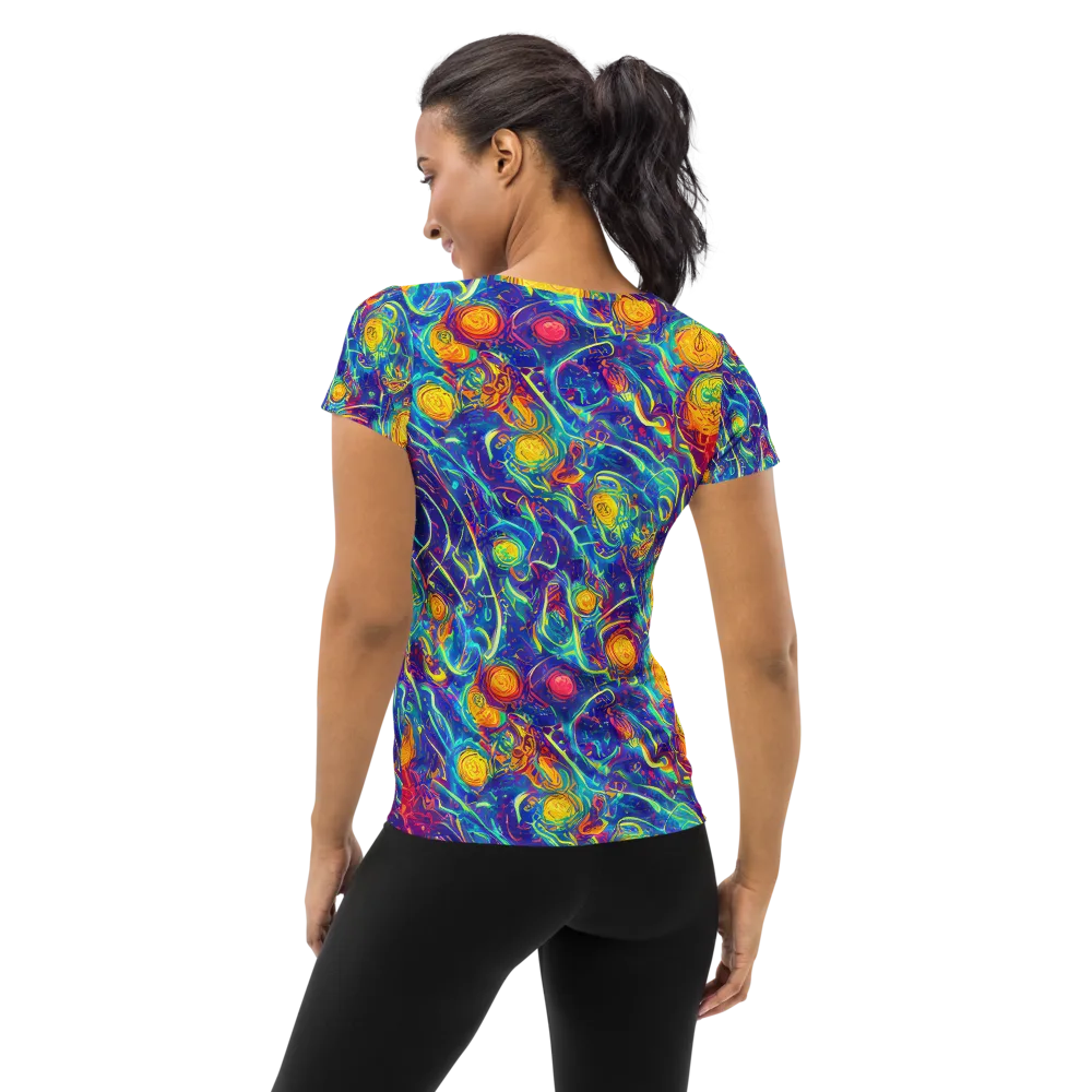 Cosmic Marigold on Women's Athletic T-Shirt — Back