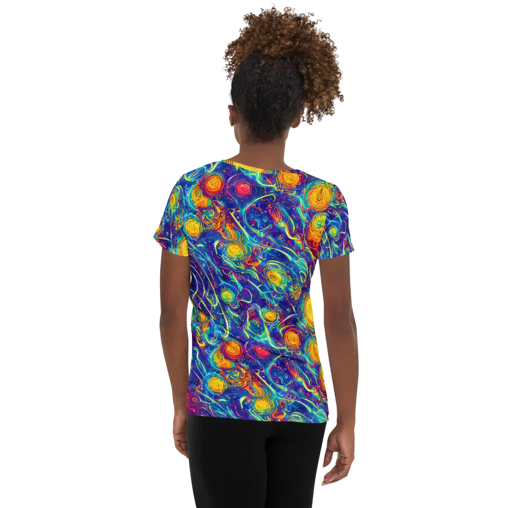 Cosmic Marigold on Women's Athletic T-Shirt — Back