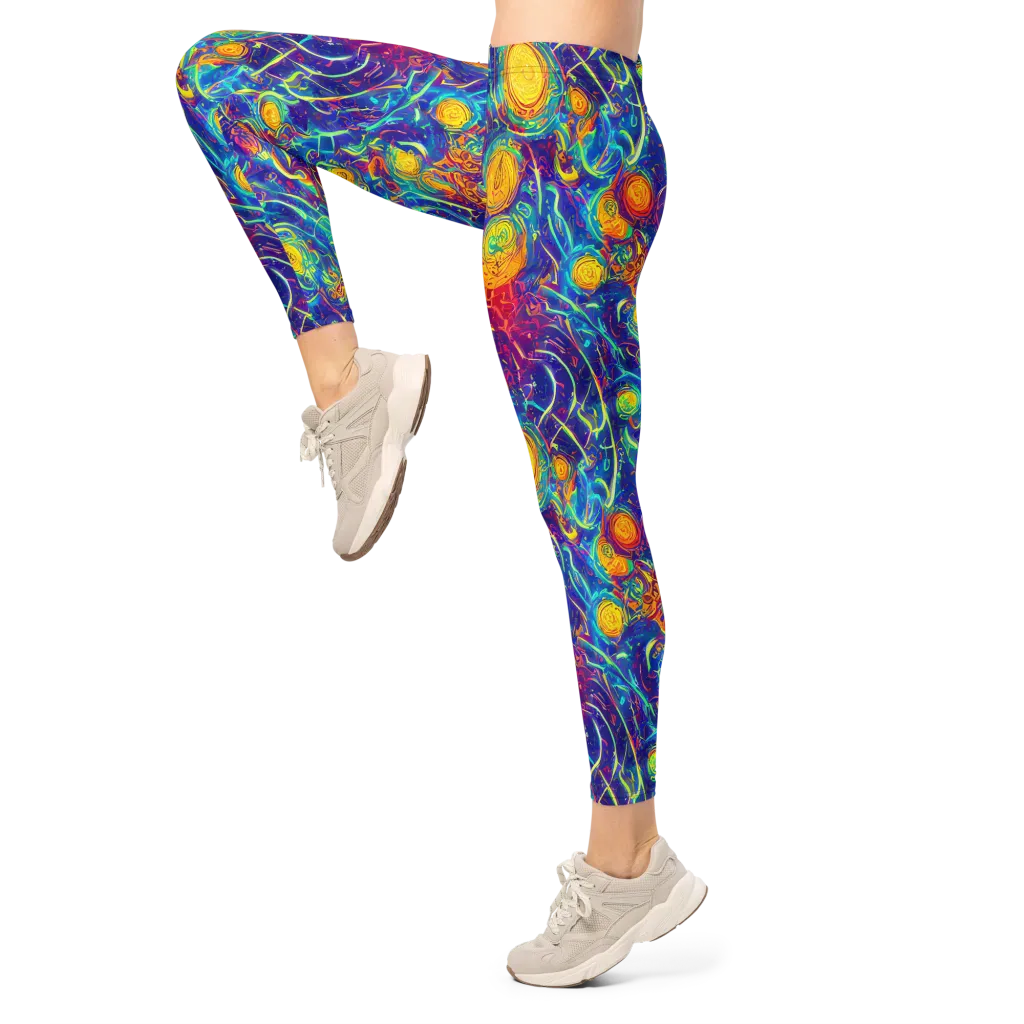 Cosmic Marigold on Leggings — Left
