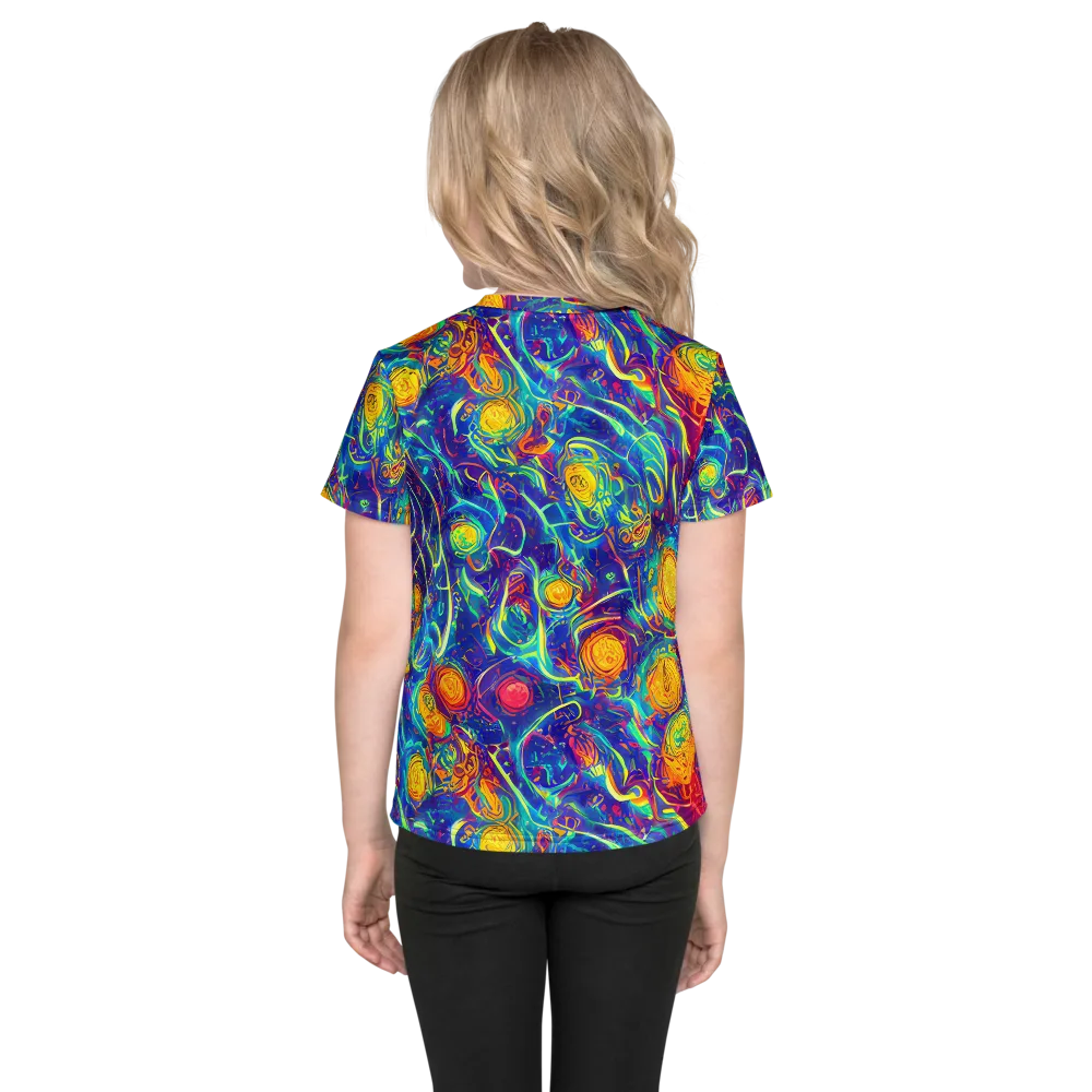 Cosmic Marigold on Kids Crew Neck T-Shirt — Back