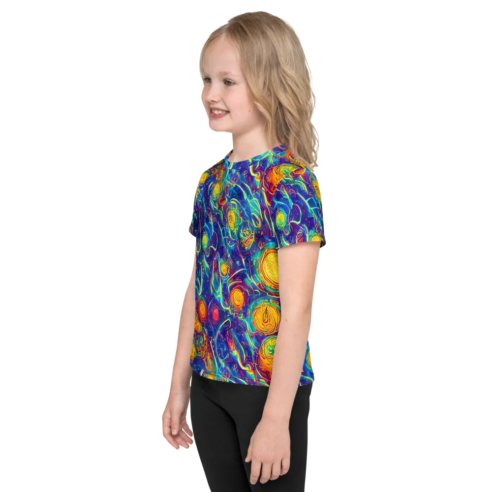 Cosmic Marigold on Kids Crew Neck T-Shirt — Left