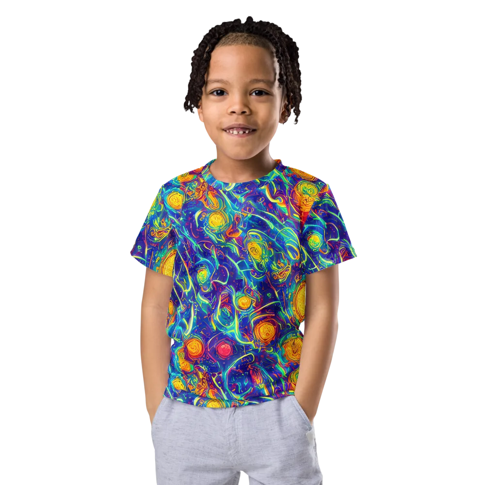 Cosmic Marigold on Kids Crew Neck T-Shirt — Front