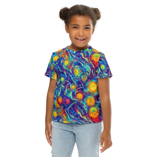 Cosmic Marigold on a Kids Crew Neck T-Shirt