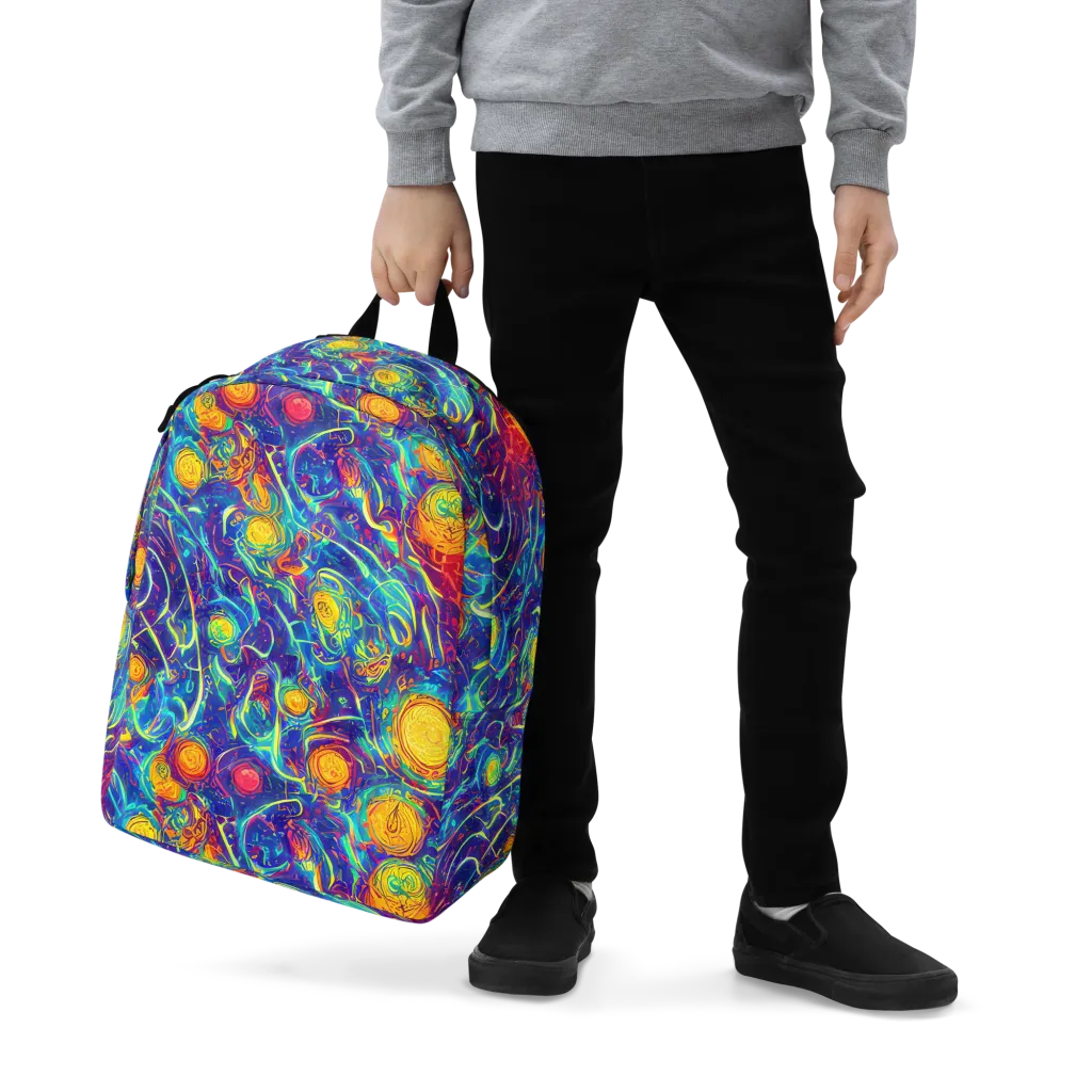Cosmic Marigold on Minimalist Backpack — Zoomed-in