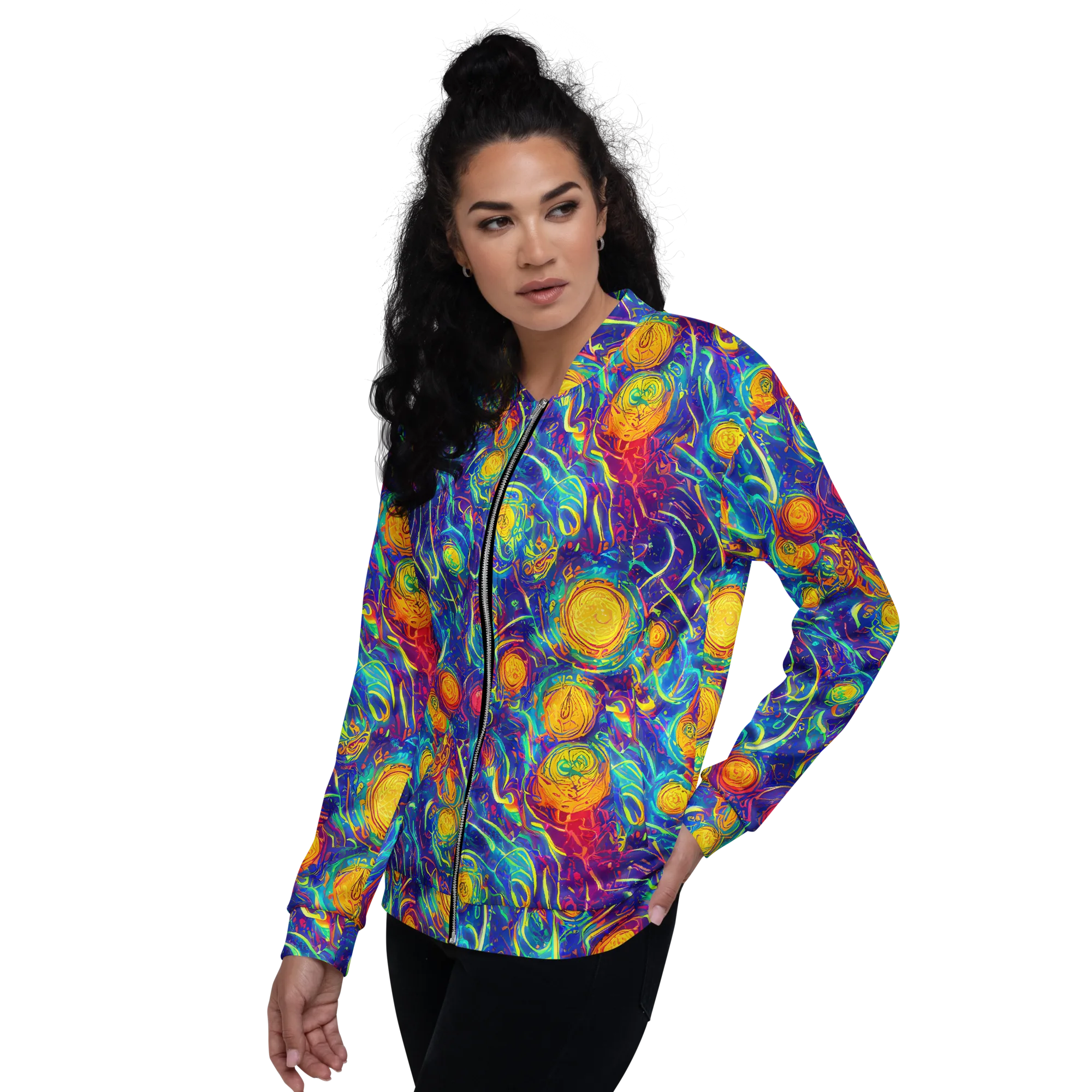 Cosmic Marigold on Bomber Jacket — Left