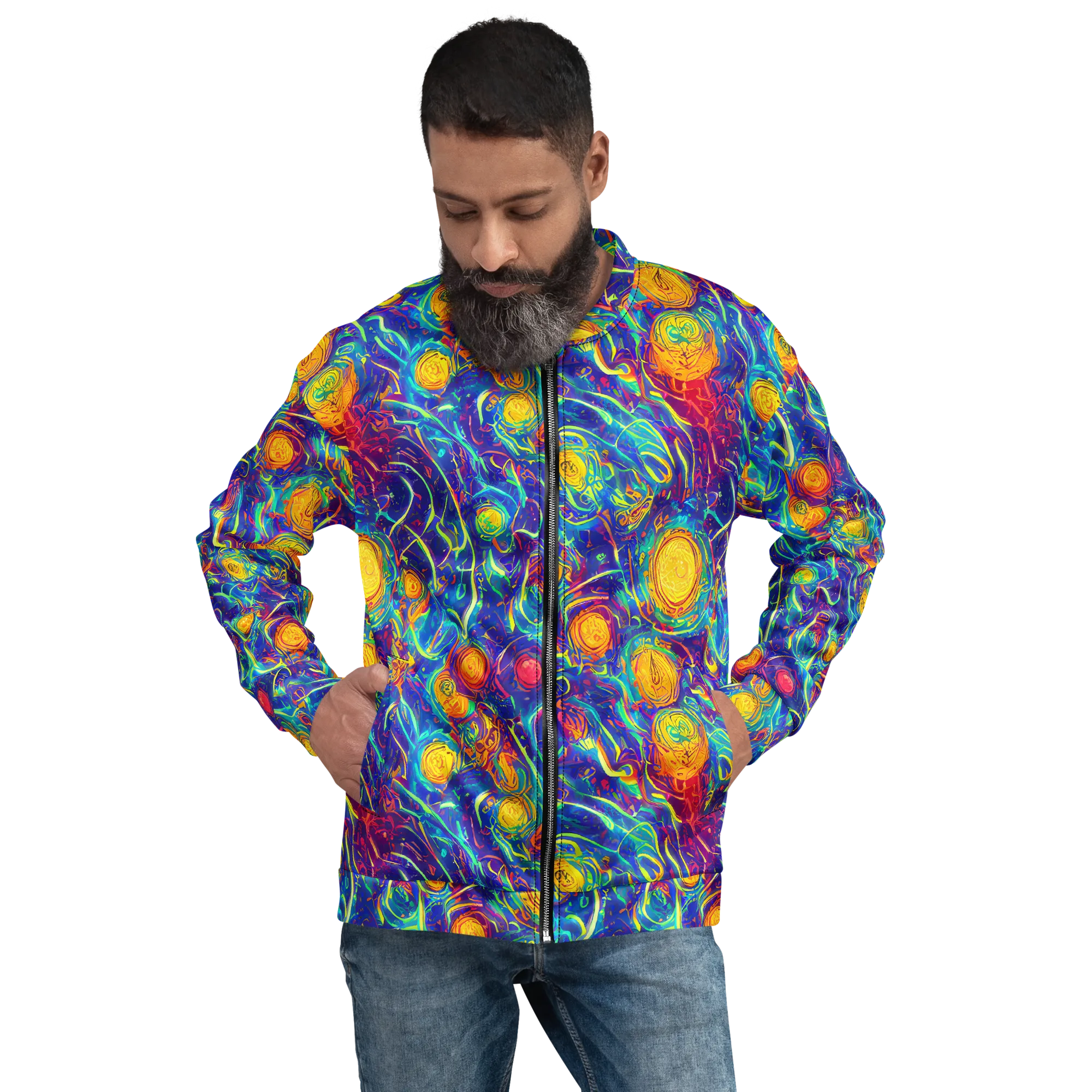 Cosmic Marigold on Bomber Jacket — Front