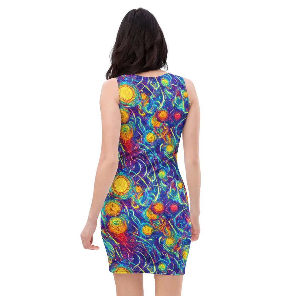 Cosmic Marigold on Bodycon Dress — Back