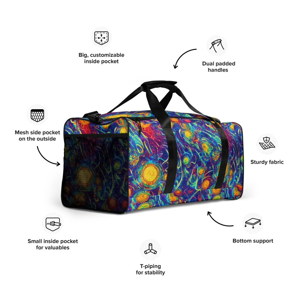 Cosmic Marigold on Duffle Bag — Right Front