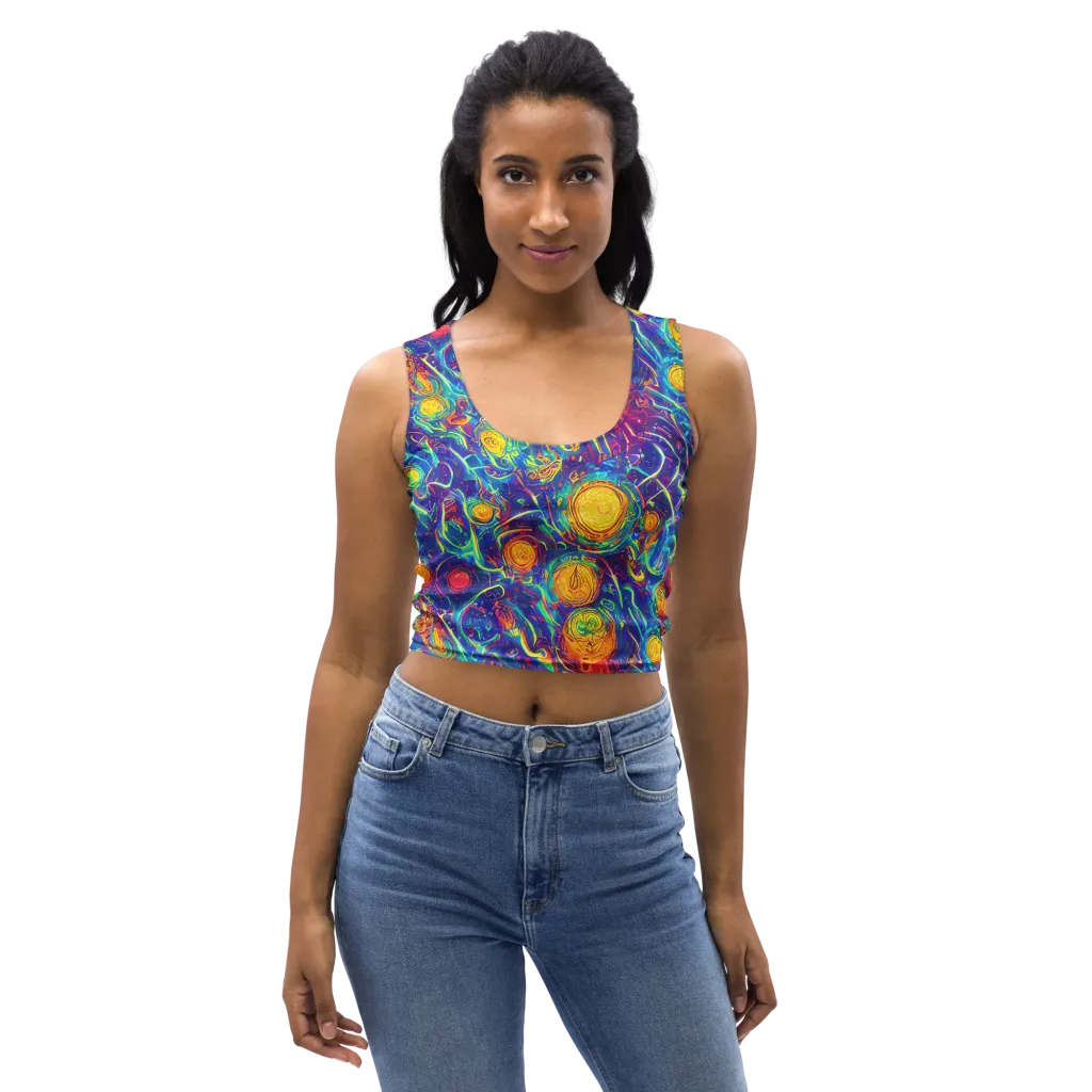 Cosmic Marigold on Crop Top — Front