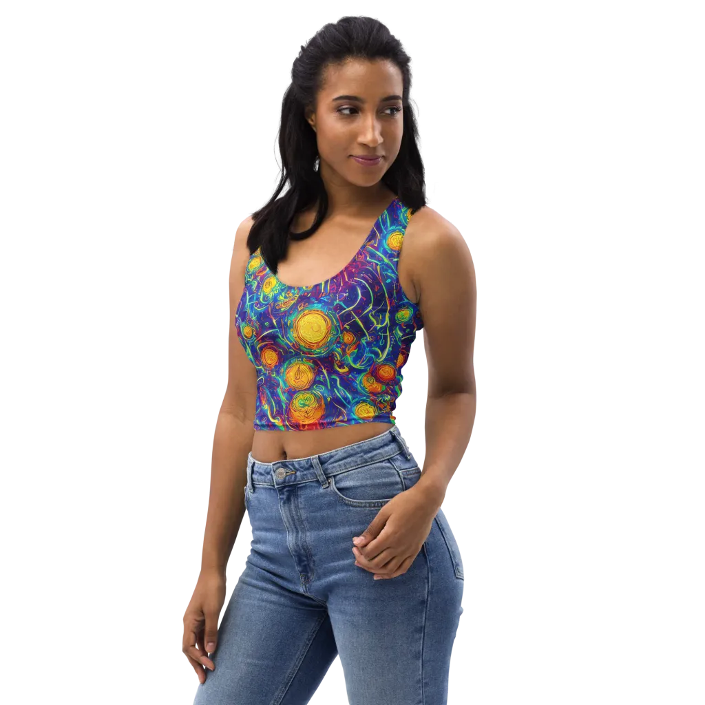 Cosmic Marigold on Crop Top — Left Front