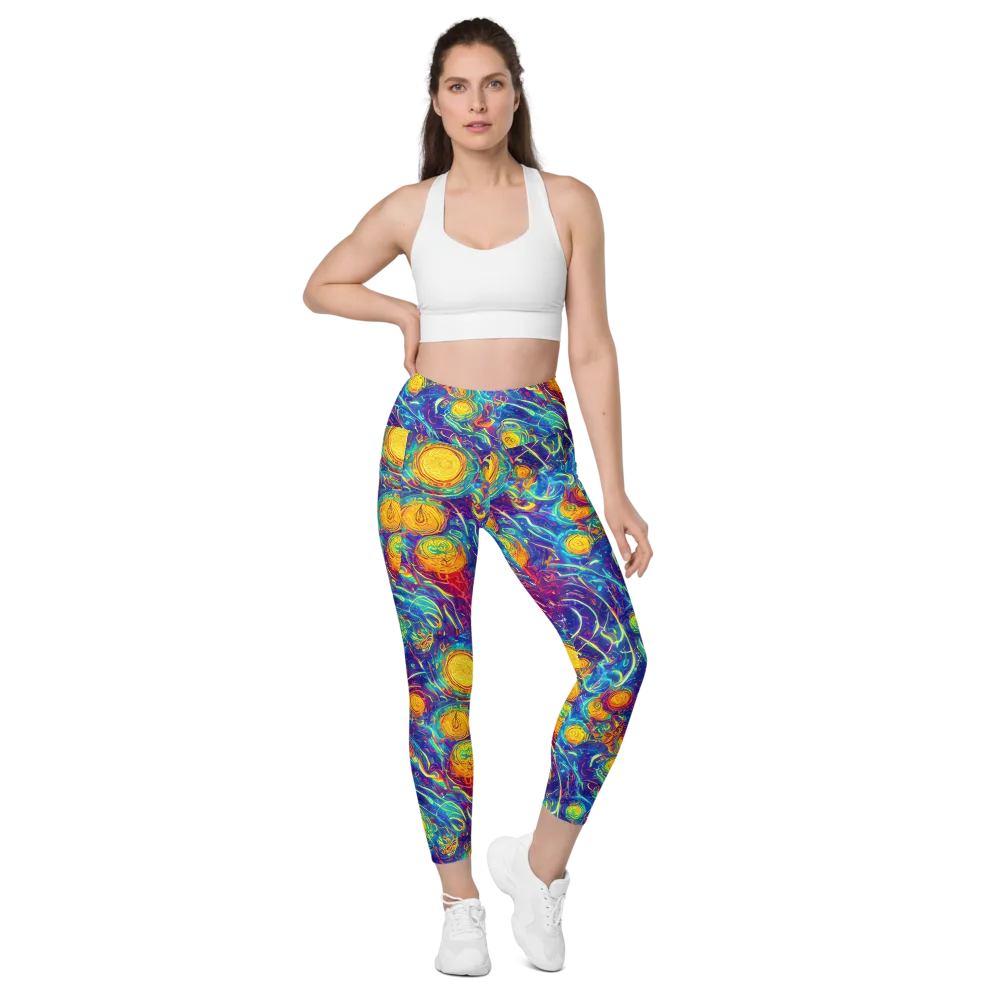 Cosmic Marigold on Leggings with Pockets — Front