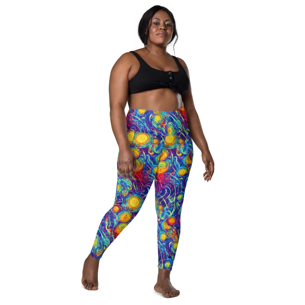 Cosmic Marigold on Leggings with Pockets — Front