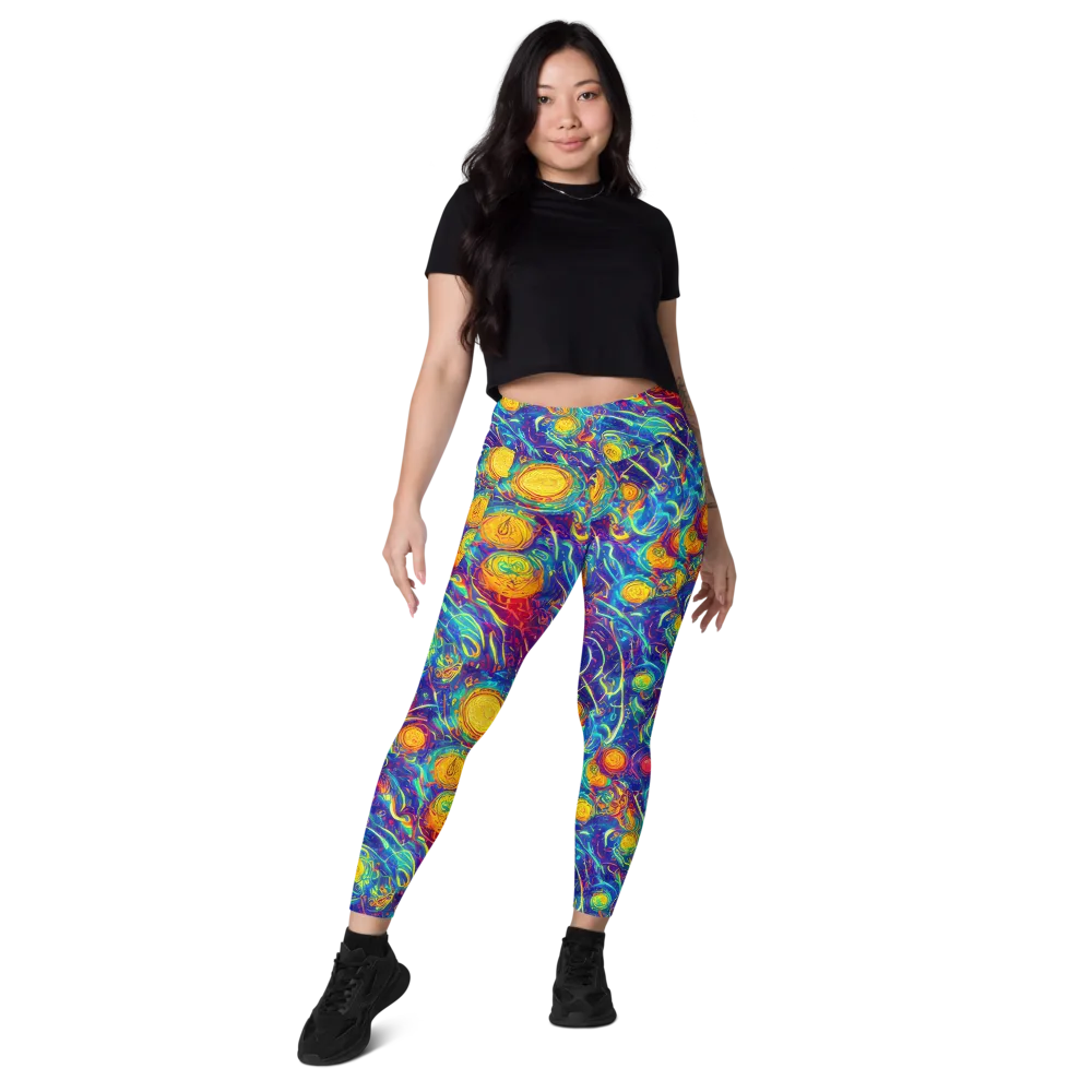 Cosmic Marigold on Leggings with Pockets — Front