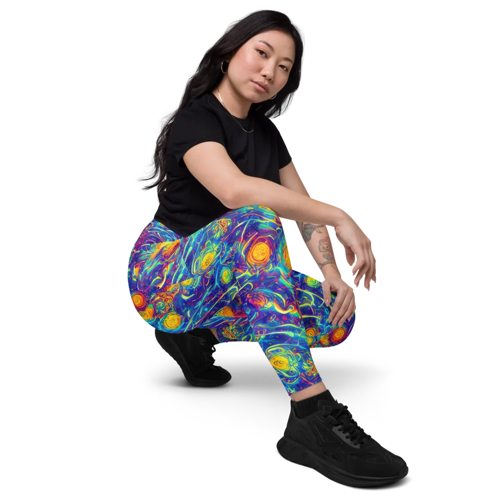 Cosmic Marigold on Leggings with Pockets — Right Front