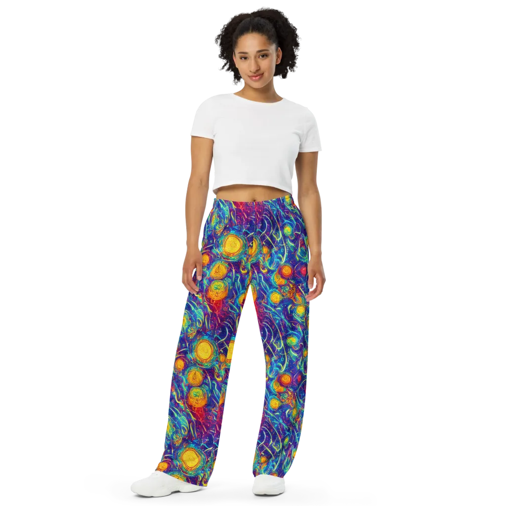 Cosmic Marigold on Wide-Leg Pants — Front