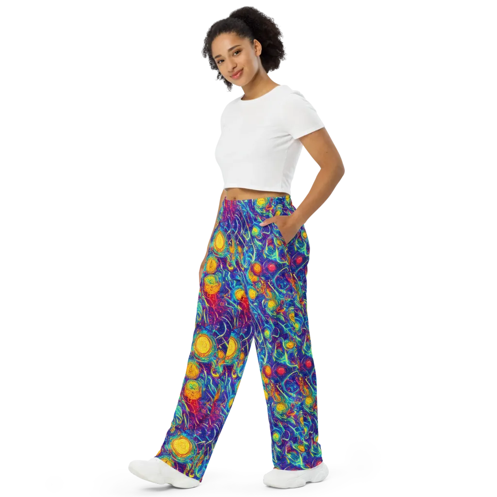 Cosmic Marigold on Wide-Leg Pants — Left Front