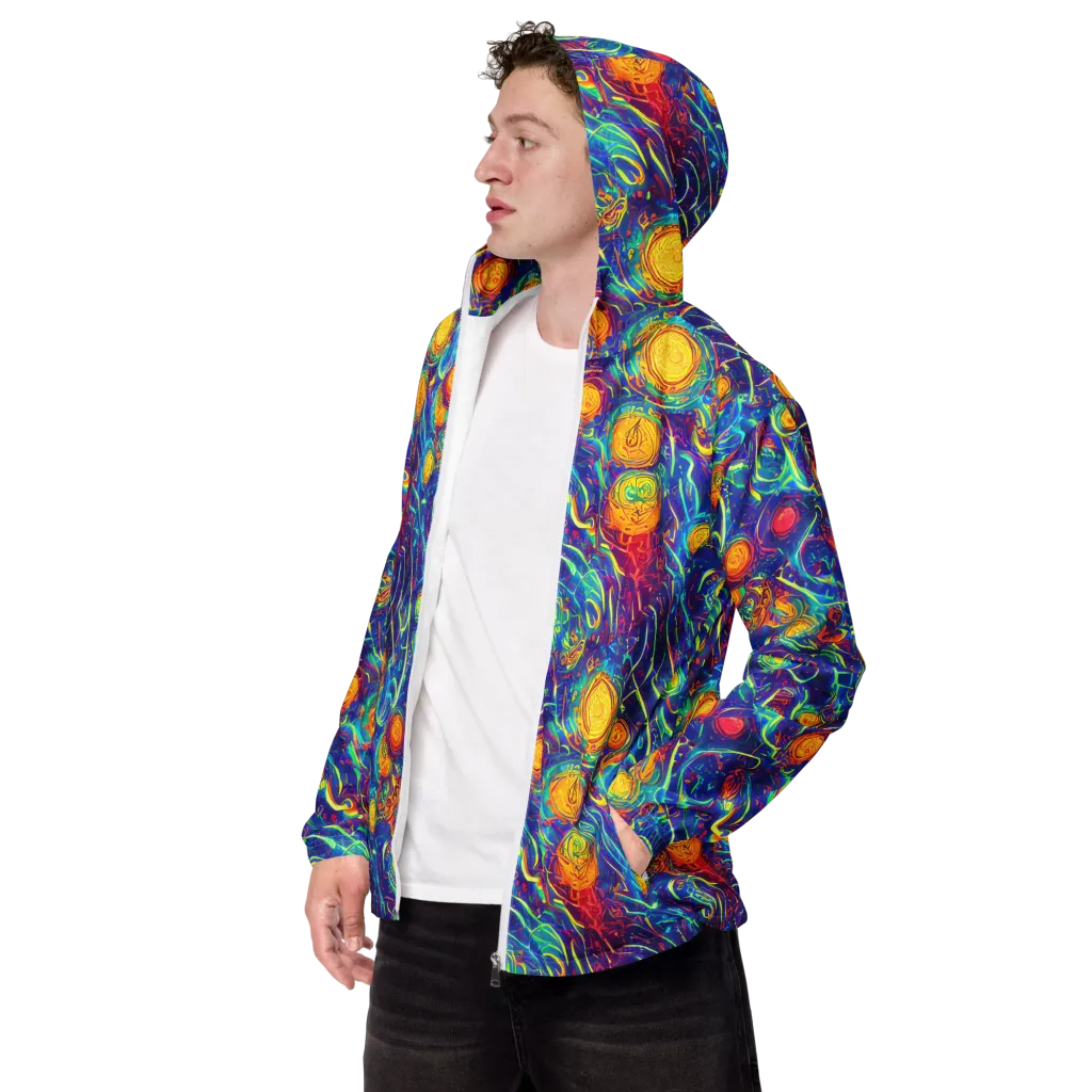 Cosmic Marigold on Men's Windbreaker — Left Front