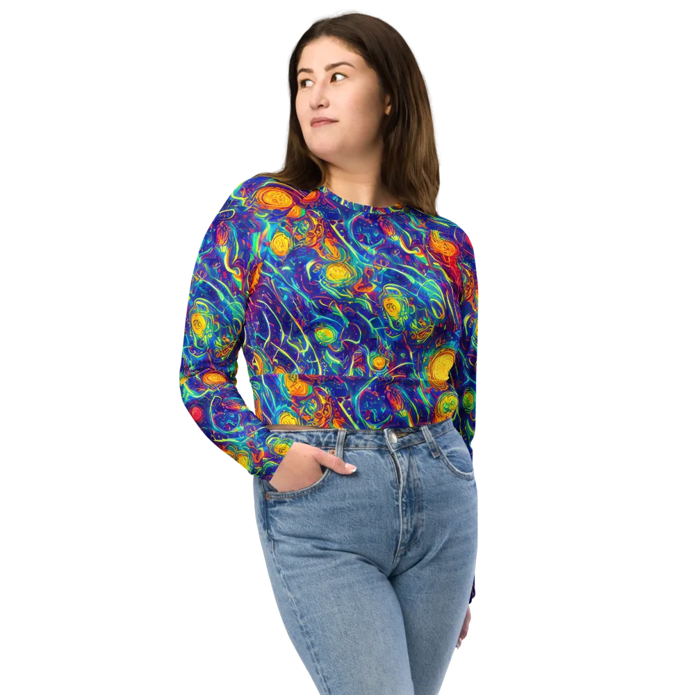 Cosmic Marigold on Long Sleeve Crop Top — Front