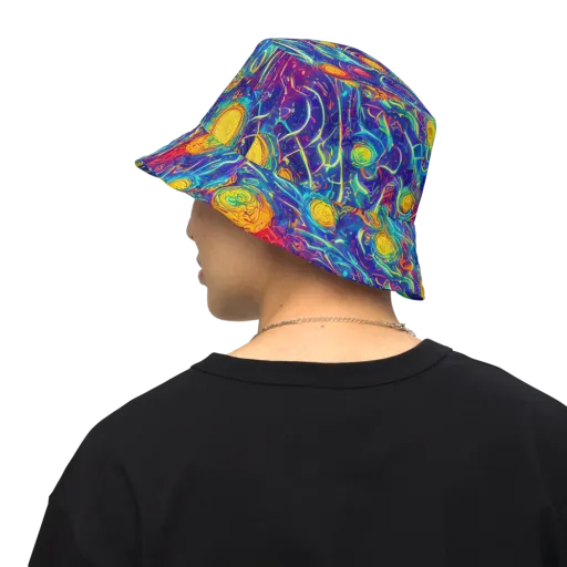 Cosmic Marigold on a Reversible Bucket Hat