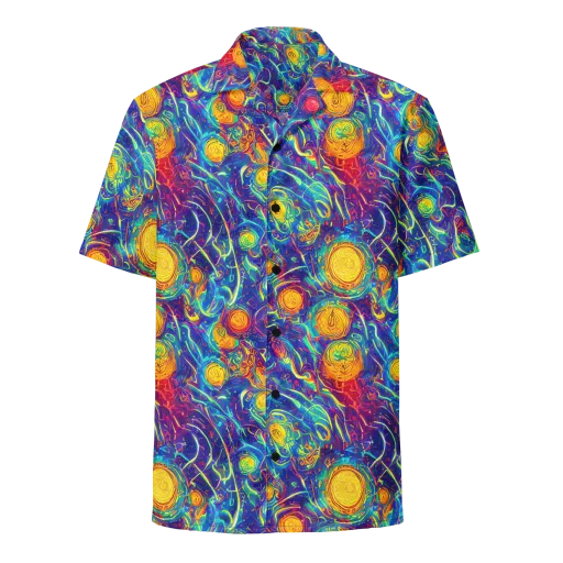 Cosmic Marigold on a Button Shirt